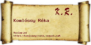 Komlóssy Réka névjegykártya