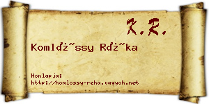 Komlóssy Réka névjegykártya